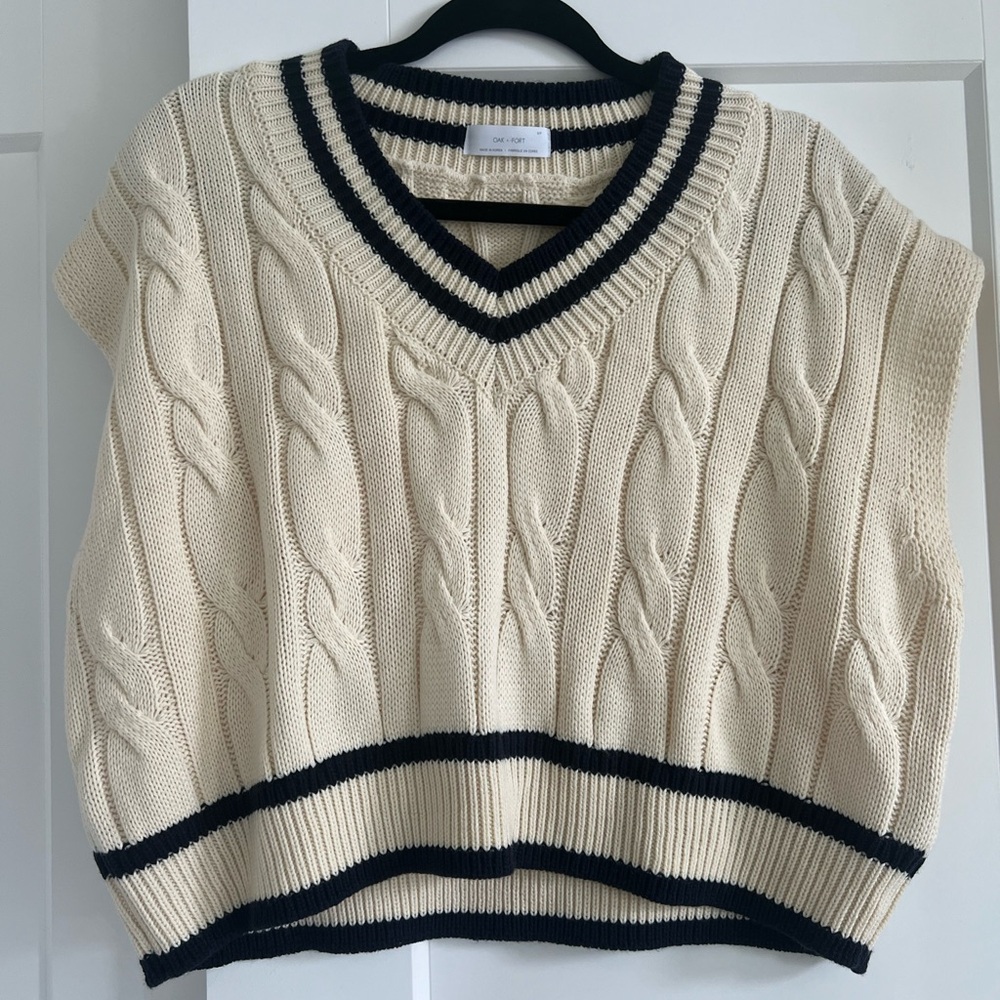 Oak + Fort Preppy Varsity Sweater Vest size Small